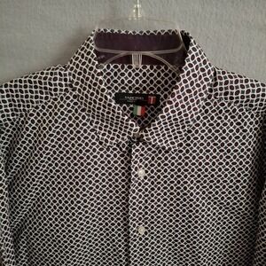 Tarcisio Italy Mens Shirt Size XL Long Sleeve Geometric Cotton Contrast Cuffs